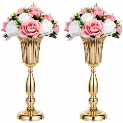 China 2022 Gold Modern Simple Flower Stand Wedding Centerpieces Table Decoration Center Flower Vase for sale