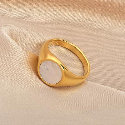 China New Design Punk Round Shell Finger Ring Custom Gold Plated Stainless Steel Shell Finger Ring Filled for sale