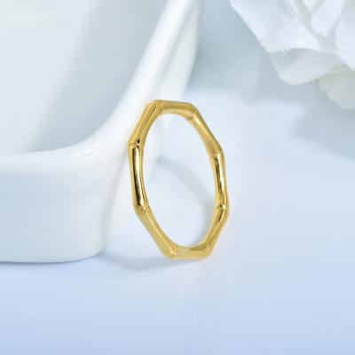 China Punk Minimalist Design 18k Gold Plated Ring Geometric Stainless Steel Bamboo Ring for sale