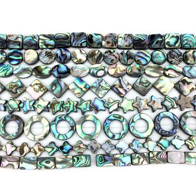 China Rainbow Abalone Paua Shell Flat Ova /Round /Triangle/ Heart/Star Stone Beads for sale