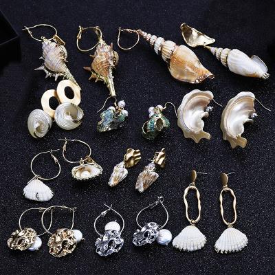 China Shell Europe America Retro Shell Creative Earring Fashion Personality Sea Snail Pearl Classic Irregular Baroque Earring for sale