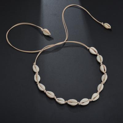 China Shell Europe and the United States Personality Fashion Shell Sea Shell Wax Natural Rope Necklace Handmade Necklace for sale