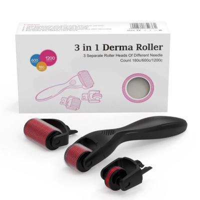 China 2021 Hot Trending Amazon derma rolling system Anti-hair removal derma roller needles 0.5 mm 0.75mm dermaroller 3 in 1 for sale