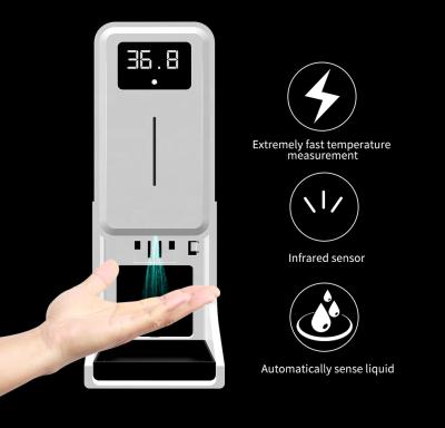 China Foam Soap Dispenser 2 in 1 Touchless Automatic Hand Sanitizer Liquid Soap Dispenser Station with Digital Infrared Temperature for sale