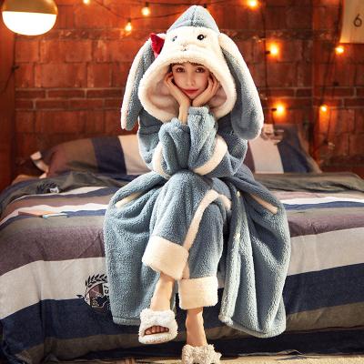 China Flannel Nightgown Winter Loungewear Ladies Sleepwear Couples Thermal Women Sleepwear Set Plus Size Pajamas for sale