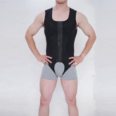 China QUICK DRY Men's Crotchless Waist Trainer Slimming Shaper Gym Sleeveless Soft Elastic Fitness Shapewear Corset Underwear Singlet for sale