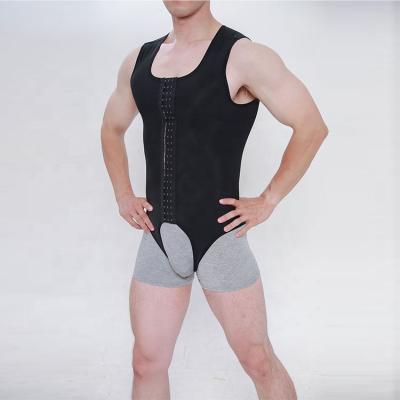 China QUICK DRY SHORT control crotchless abdomen slim crotchless slim abdomen bodysuit vest body shapewear men sleeve shapewear custom logo for sale