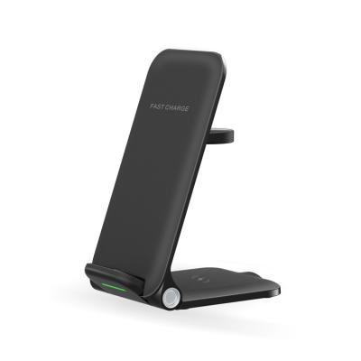 China 15W QI Radio Stand 15W Portable Fast Charging Folding Charging Stand 15W Cell Phone Holder Dock Charger Pad 3 In 1 Wireless Charger Pad for sale