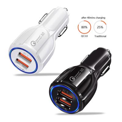 China LED Indicator Smart Mobile Phone Dual Port Fast Charging Charger For Smartphone Car Adapter Cigarette 6a Plug Lighter Usb Fast Car Charger for sale