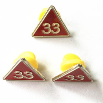 China Bulk Cheap Europe Number Metal Badge Pin Make Your Own Logo Badge Red Triangle Lapel Pins Manufacturer for sale