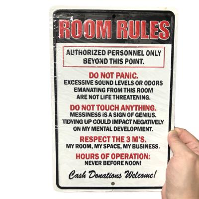 China America Metal Decor Room Hanging Rules 30x20 Cm Embossed Aluminum Signs for sale