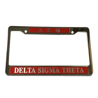 China USA Cars USA Standard Size Metal Stainless Steel Vehicle Chrome Plated License Plate Frame Logo License Number Plate Holders for sale