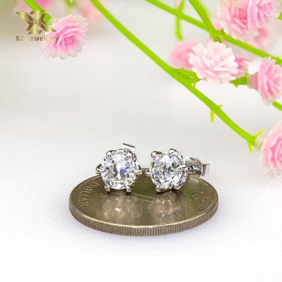 China Fashion Customized 14K White Gold Earring OEC High Quality Clarity 6.5mm Moissanite Earrings vvs for moissanite for sale