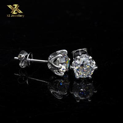 China Fashion classic jewelry 2021 18k white gold color 6.5mm vvs clarity moissanite diamond stone earrings OEC DEF for sale