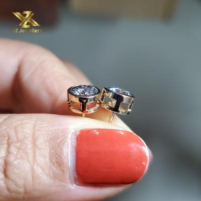 China Fashion Jewelry VVS Clarity 1ct 6.5mm Color 8H&8A Gray Moissanite Classic Diamond For Stud 14K Yellow Earring for sale