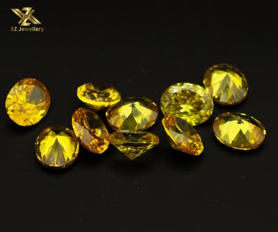 China Color play or factory direct sale fire a zircon stones 8*10mm oval shape golden yellow color wholesale price for sale