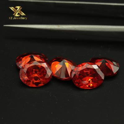 China Wholesale second hand price orange color game or fire oval cut 9*11mm zircon stones by Wuzhou factory for sale