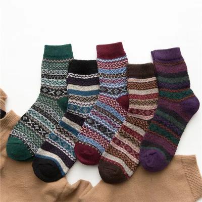 China Sporty 5 Pairs Lot Pack Set Women Boots Winter Retro Rabbit Woolen Socks Thickened Warm National Style Folk-custom Christmas Gift Quality for sale