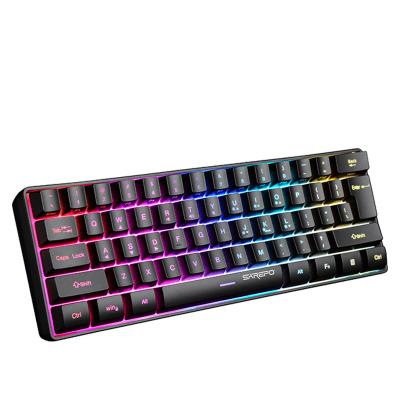 China Anti-ghosting best-selling products in 2021 61 keys 60% backlit waterproof USB color wired RGB 60% mechanical keyboard for sale