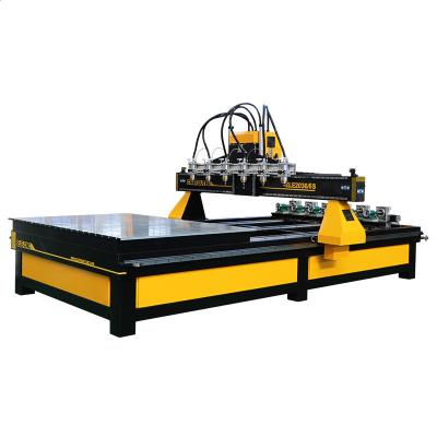 China Solid Wood Door 2000*3600mm 6 Rotary Head Wood Router 4 Axis Multi Head CNC for sale