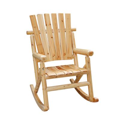 China Big Rocking Chair Modern Wood Log Chair Comfortable Indoor Outdoor Modern Natural Cedar Seat Rocking Chair for sale