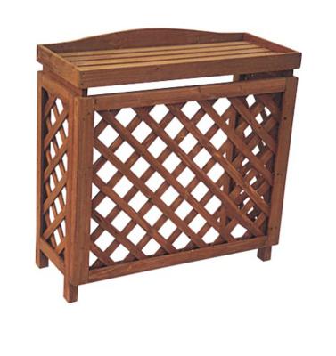 China Wood Outdoor Air Conditioner Cover White Protect Cover Rack Plant Wood Storage Blinds Solid Wood Frame for sale