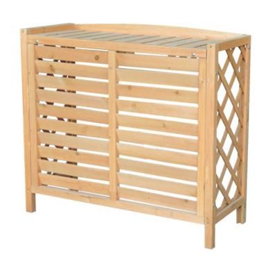 China Wood Outdoor Air Conditioner Cover White Protect Cover Rack Plant Wood Storage Blinds Solid Wood Frame for sale