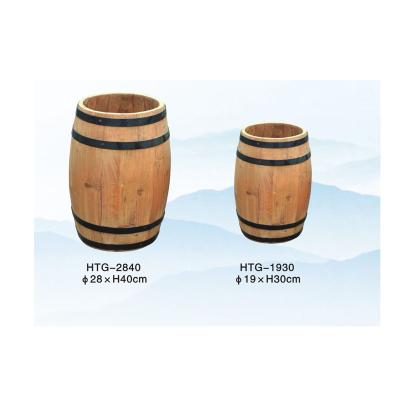 China Modern Natural Wooden Barrel Planter Whiskey Flower Pot Wooden Planter for sale