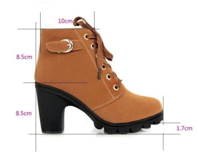 China 2021 winter spring vintage female ladies high heels shoes ankle women breathable lace up boots snow boots for sale