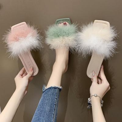 China Fashion Trend House Shoes Teddy Bear Slippers Custom Slip On Slides Furry Flat Fluffy Plush Ladies Luxury Designer Slippers for sale