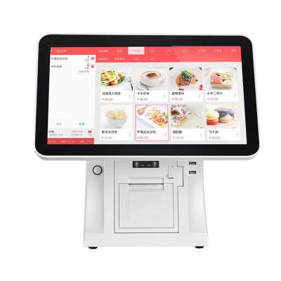 China Supermarket Store All In One PC POS System Cash Register Terminal Device With Wifi QR Code Scanner Printer Touch 2 Screen Cash Register Machine for sale