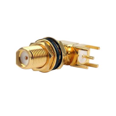 China High Quality Brass Mount 5.08mm Jack Bulkhead Solder Right Angle PCB Female Connector for sale