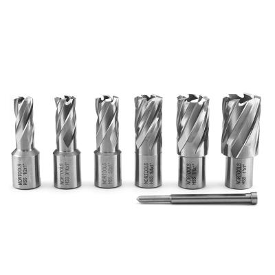 China 6pcs Inch HSS Quick Working Pin Annular Cutters Set With Weldon Shank Metal Drilling Driver for sale