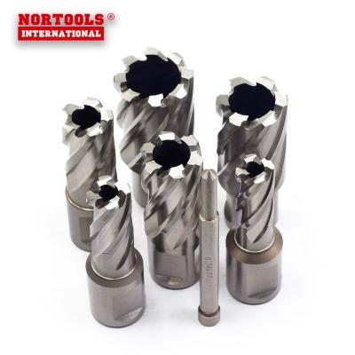 China 6pcs HSS Fast Working Annular Cutters Set With Pilot Pin Weldon Shank Metal Drilling for sale