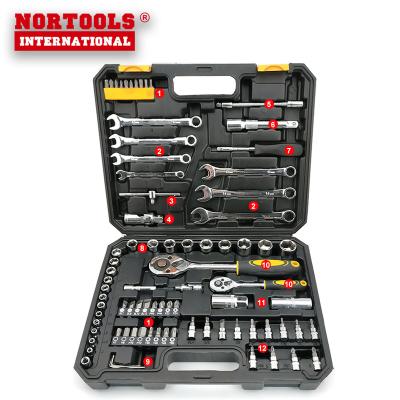 China For Machine Use 82 PCS Socket Wrench Repair Tools Kit For Car Repair With Plastic Box for sale