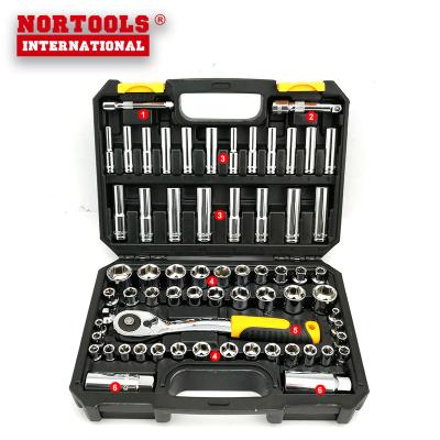 China For Machine Use 65pcs Socket Wrench Portable Vehicle Repair Tool Kit for sale