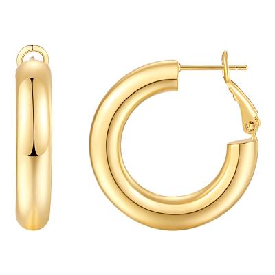 China Wowshow Gold Casual/Sporty Hoop Earrings, 25-50mm Chunky Open Hoops For Women Gifts Lightweight Gold Earrings For Girls for sale