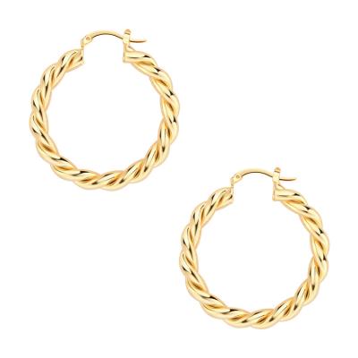 China Wowshow Casual/Sporty Twisted Gold Hoop Earrings For Women, Lightweight Chunky Gold Hoops 14K Gold Plated Circles Earrings For Girls Gift for sale