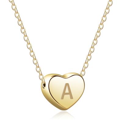 China Wowshow Small Heart Casual/Sporty Necklace Gold Initial Necklaces For Women Teens Girls Letter Pendant Necklace 14K Gold Plated Gift For Her for sale