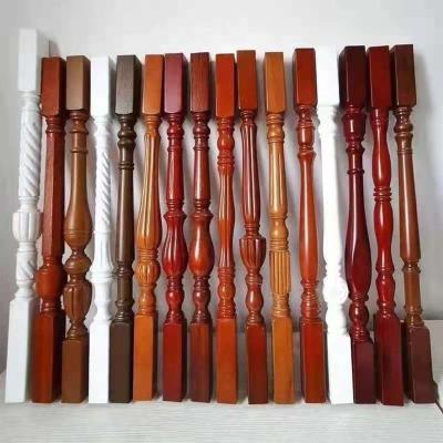 China Modern Custom Solid Wood Rubber Columns Treads Stairs and Railings Stairs Wood Stair Accessories for sale