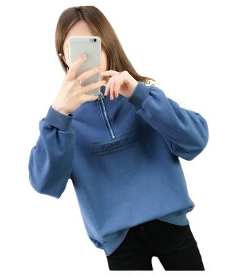 China 2021 Anti-wrinkle foreign trade loose cotton sweatshirt women wholesale half pullover zipper coat jacket sweater ladies for sale