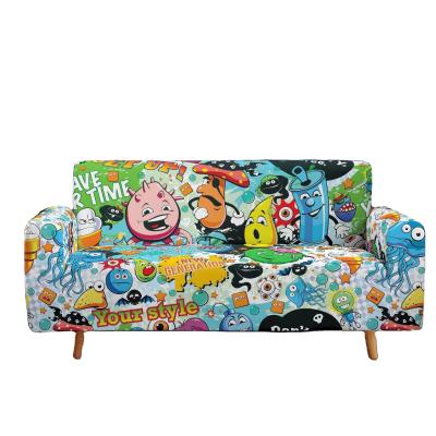 China Elastic Breathable Comfort Wholesale 3D Cartoon Printed Sofa Cover L Shape Sofa Covers Slipcover for sale