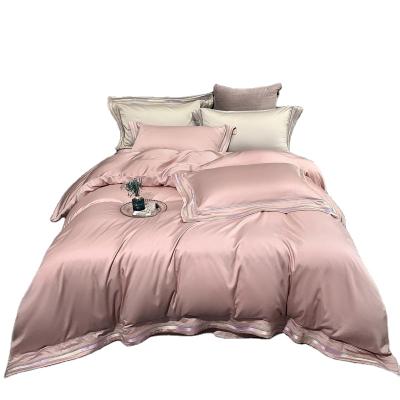 China 100% Nondisposable Tencel Lyocell Embroidery 60 Comforter Cover Four Piece Bedding Set for sale