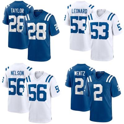 China American Football Indianapolis Sale Team Uniform #28 53 Leonard 4 Ehlinger Breathable Colt S Team Jersey Mens Top City Stitched for sale