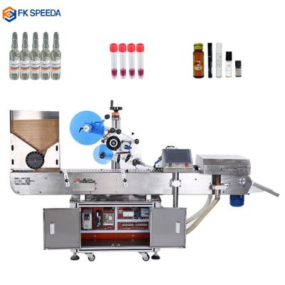 China Automatic horizontal food sticker label applicator machine and ball pen, glue tube, plastic tube labeling machine for round vial Te koop