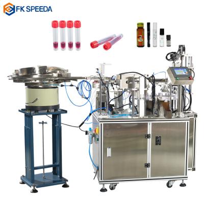 China Food Fragrance Mini Tester Liquid Glass Small Bottle Rotary Automatic Vial Monoblock Filling Pressing Capping Machine for sale