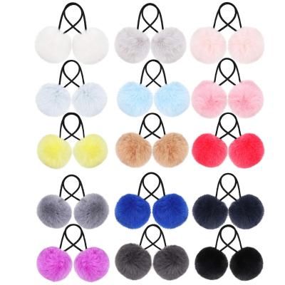 China Popular Girls Ponytail Holders Big Plush Smart Casual Ball Elastic Hair Ties Rope Porcelain Built for sale