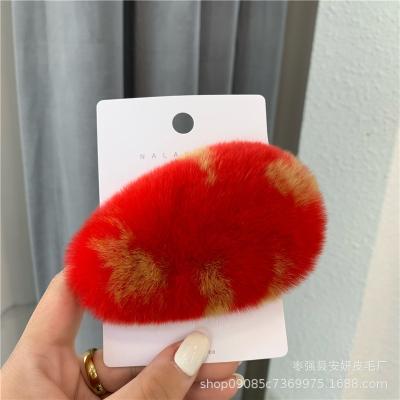 China Lovely Children's Hair Pin New Style Korean Fashion Hair Color Hair Accessories Cute Rabbit Fur Fluffy Hair Clip Hairpin for sale