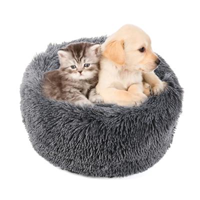 China Wholesale Waterproof Soft Plush Pet Bed Cushion Warm Donut Around Large Cat Dog Bed for sale