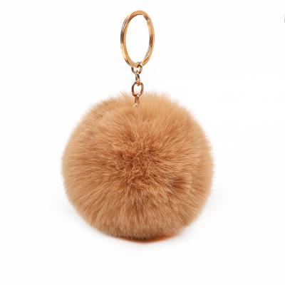 China Rabbit 8cm Key Chain Plush Fur Pompom Cheap Pendant Popular Wholesale Imitation Key Chain for sale